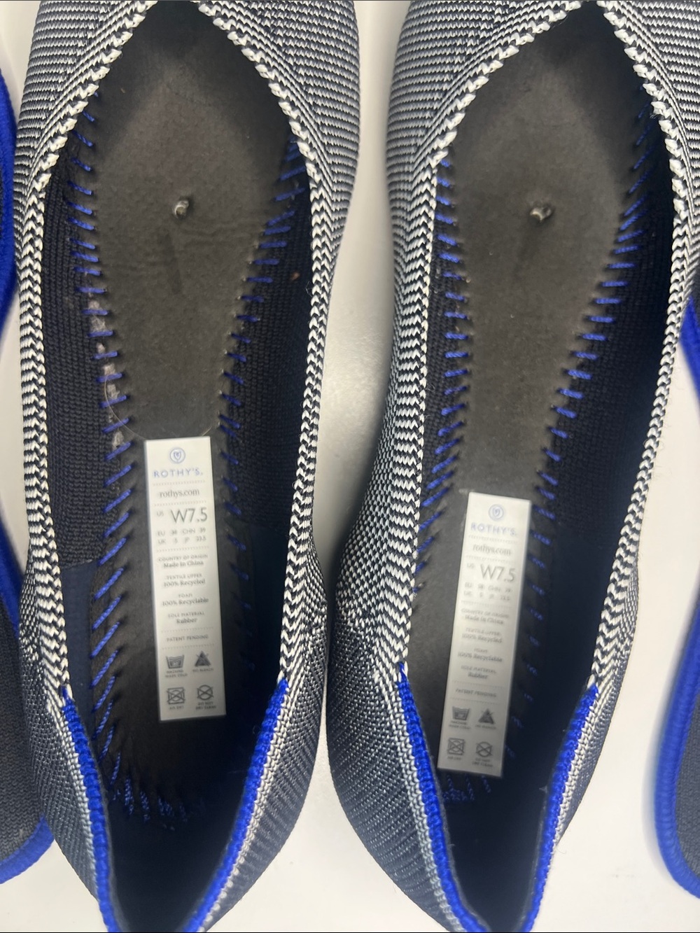Rothy's Grey Birdseye Flats with Blue Trim - Gray Womens US 7.5  Shoe NEW - Picture 7 of 9